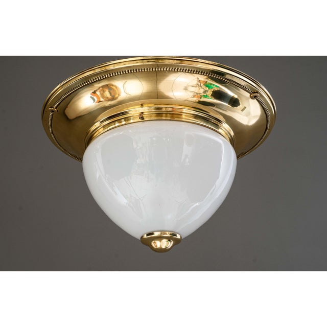 Large Art Deco Ceiling Lamp with Opal Glass Shade, Vienna, 1920s For Sale - Image 4 of 18