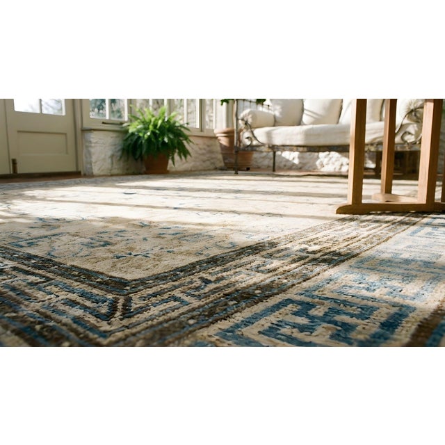 Brown Antique Chinese Ningxia Rug 8' 8" x 9' 10" For Sale - Image 8 of 9