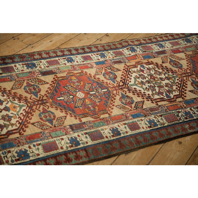 1930s Vintage Persian Serab Geometric Medallion Wool Rug Runner For Sale - Image 11 of 12