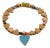Blue Heart Charm Gold Beaded Bracelet For Sale