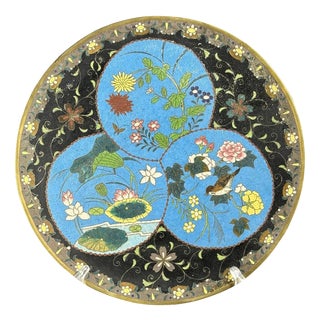 Japanese Meiji Bronze Cloisonné Charger, 19th Century For Sale