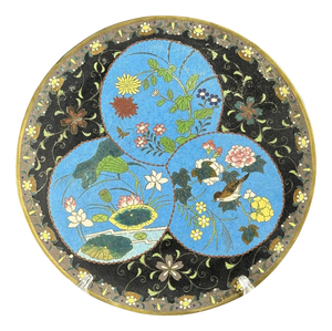 Japanese Meiji Bronze Cloisonné Charger, 19th Century
