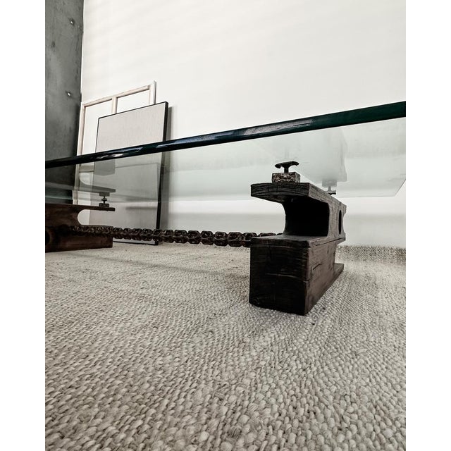 Vintage Brutalist Glass and Bronze Coffee Table For Sale - Image 6 of 10