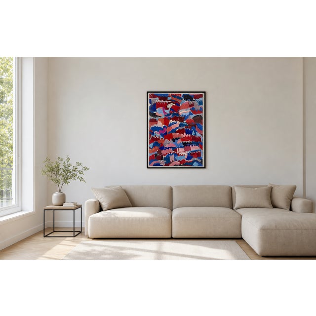 Helmut Dittmann, Abstract Composition in Red and Blue, 1980s, Paint on Paper For Sale - Image 4 of 6