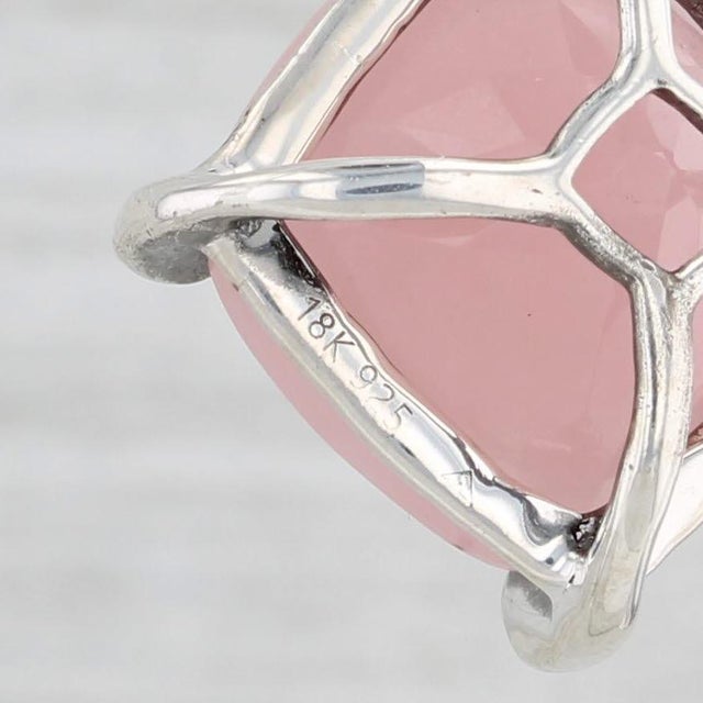 Arya Esha Ginara Rose Quartz Diamond Earrings 18k Gold Sterling Silver - 2 Pieces For Sale - Image 4 of 5