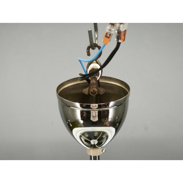 Vintage Bauhaus UFO Chrome and Glass Pendant Light, Czechoslovakia, 1930s For Sale - Image 4 of 14