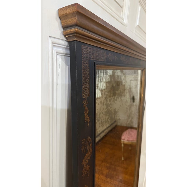 Late 20th Century Large Baker Furniture Chinoiserie Distressed Wall Mirror For Sale In Boston - Image 6 of 10
