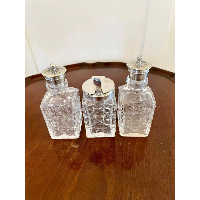 Antique Silver Plated Cruet Set, Set of 7 For Sale - Image 4 of 12