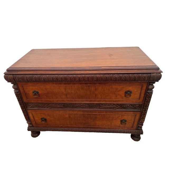 Brown Antique Sideboard, Buffet, Console, Hand Carved, Mirror, Renaissance Revival For Sale - Image 8 of 16