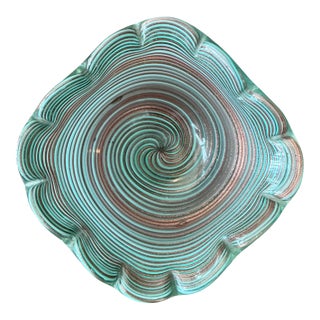 Vintage Murano Striped Glass Bowl For Sale
