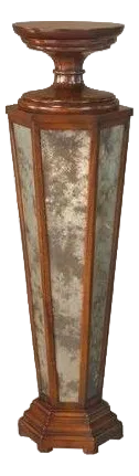 Eglomise Mirrored & Mahogany Hollywood Regency Pedestal Stand