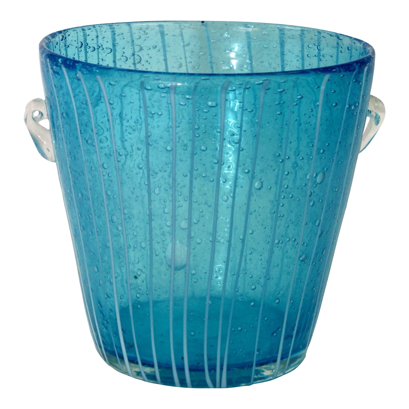 Murano Venini Ice Bucket Blue and White Art Glass 1970s Chairish