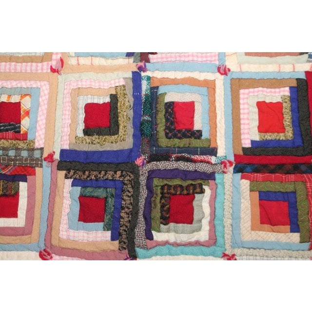 19th Century Log Cabin Mini-Pieced Crib Quilt For Sale In Los Angeles - Image 6 of 7