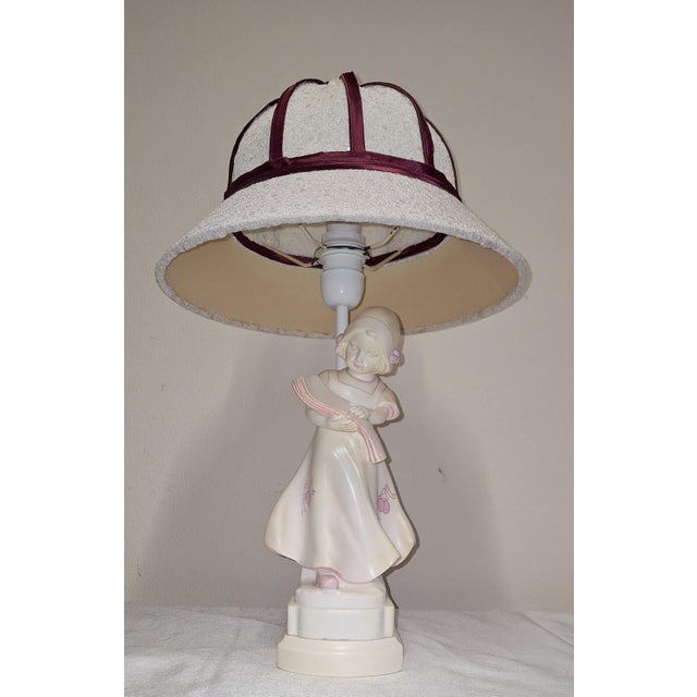Vintage Italian Table Lamp Depicting a Reading Girl in Stonelite, 2000s For Sale - Image 6 of 13
