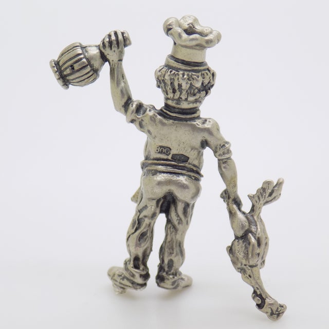 Vintage Italian Handmade Genuine Silver Italian Chef Figurine Miniature For Sale - Image 4 of 10
