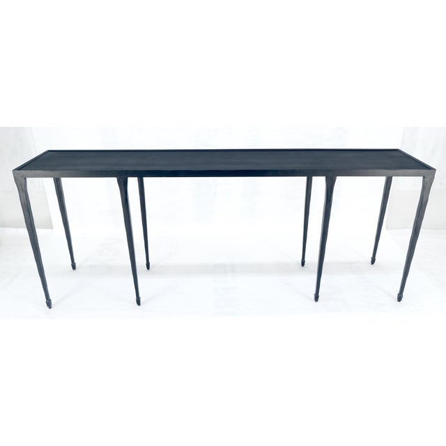 Wrought Iron Blacksmith Work Gallery Top 19x84" Long Console Sofa Table MINT For Sale - Image 9 of 14