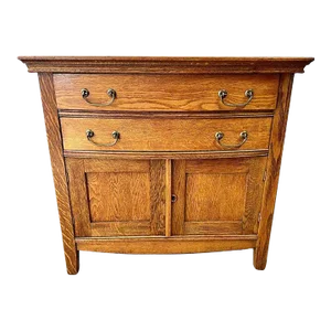Antique Art & Craft Style Oak Washstand Cabinet