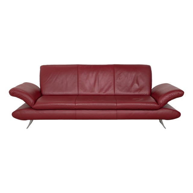 Red Leather Rossini Three-Seater Sofa with Manual Function from Koinor For Sale