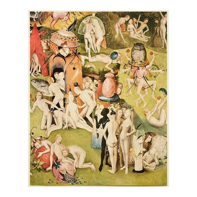 1955 After Bosch "The Garden of Worldly Delights" (Detail), Vintage Full-Color Print For Sale