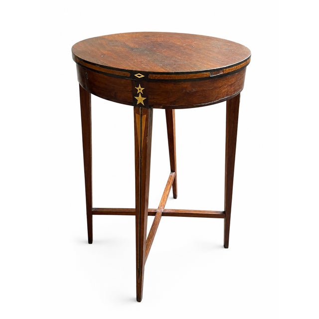 Traditional Early 19th Century Empire Mahogany Sewing Table with Brass Star Inlay by Jean-Joseph Chapuis For Sale - Image 3 of 10