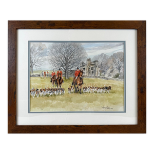Original D. Haskell Chhuy Watercolor Signed America, 20th Century Hunt Scene. Framed