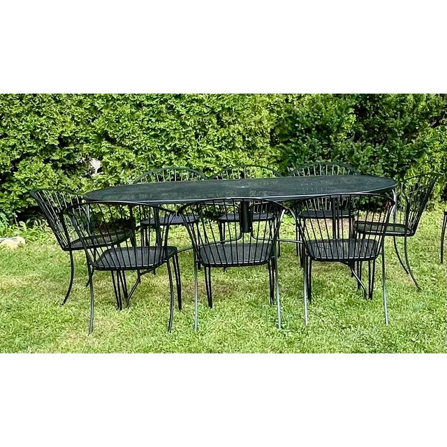All MCM minimalist style table unmarked Set of 8 Carolina marked chairs Pinecrest pattern in very good condition They...