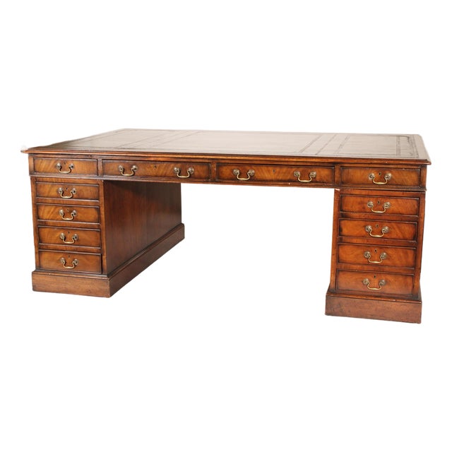19th Century George III Style Mahogany Partners Desk WTH Leather Top For Sale