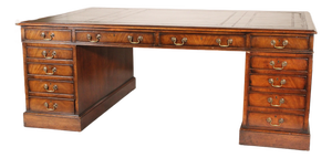 19th Century George III Style Mahogany Partners Desk WTH Leather Top