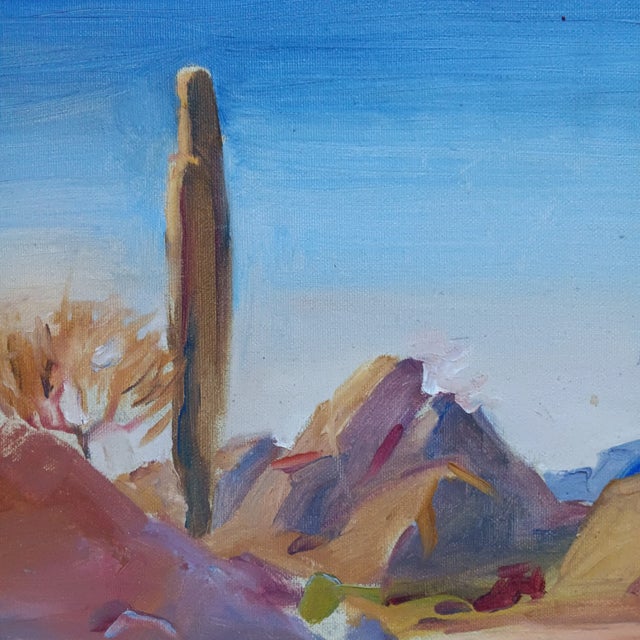 You can feel the desert heat shining down on this lone cactus in the desert when you look at this original David Beynon...