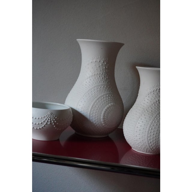 Vintage German Vases in Biscuit Porcelain from AK Kaiser, 1960s, Set of 3 For Sale - Image 4 of 9