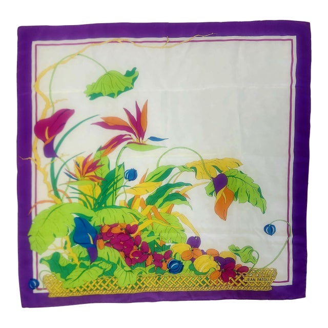 Jean Patou Brilliant Tropical Square Silk Scarf For Sale