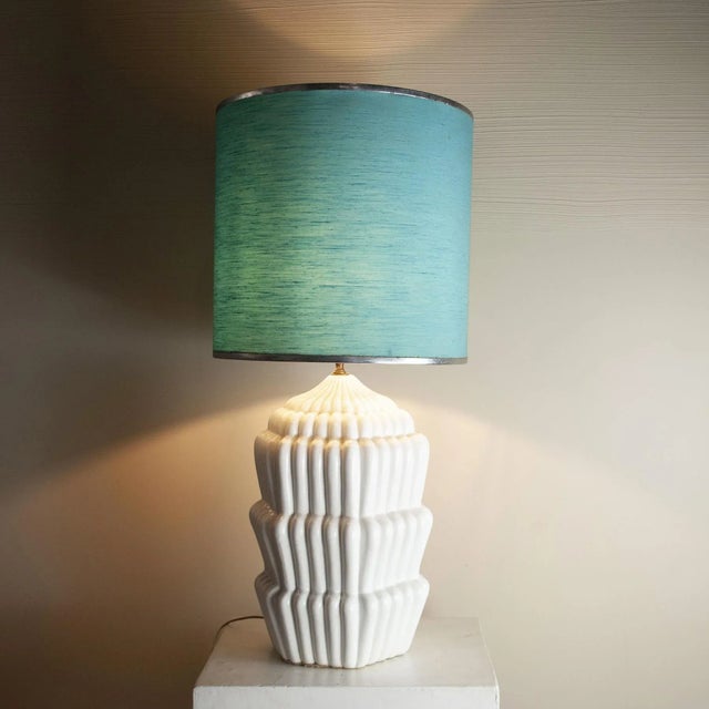 Italian Enameled Ceramic and Brass Table Lamp attributed to Tommaso Barbi, 1960s For Sale - Image 4 of 7