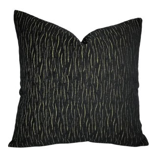 S. Harris Magic Jet Black Chenille Pillow Cover For Sale