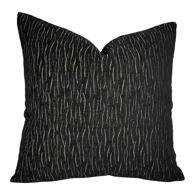S. Harris Magic Jet Black Chenille Pillow Cover For Sale