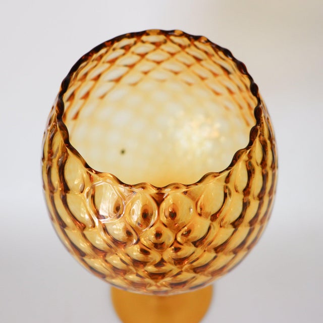 Vintage hand-blown glass snifter vase made in Empoli, Italy. The Empoli optic snifter vase is over a foot tall! Hand-...