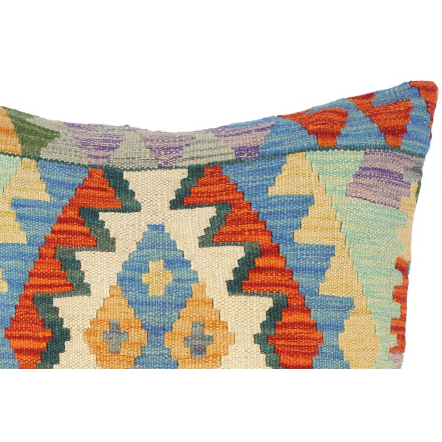 Abstract Bohemian Turkish Coralie Hand Woven Kilim Throw Pillow For Sale - Image 3 of 5
