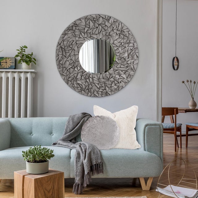 Wood Pablo Round Mirror For Sale - Image 7 of 9