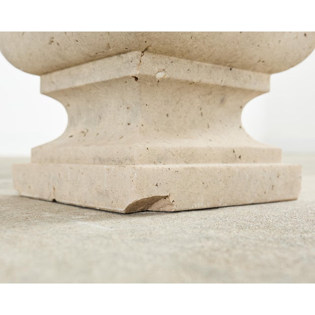 Set of Three Neoclassical Style Carved Stone Urn Planters For Sale - Image 14 of 18