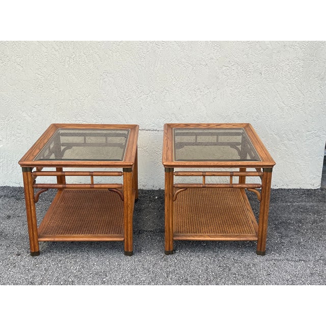 Brown Late 20s Century Faux Bamboo Walnut Side Tables For Sale - Image 8 of 17