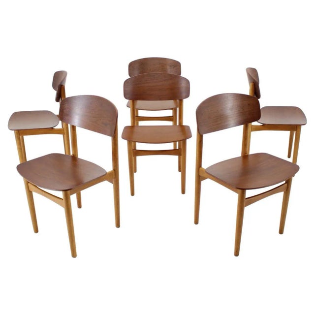 Oak and Teak Model 122 Dining Chairs by Børge Mogensen for Søborg Møbelfabric, 1960s, Set of 6 For Sale - Image 10 of 10