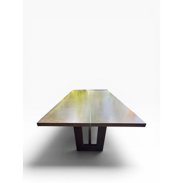 Altura Furniture Architectural Modern Espresso Wood Dining Table With Metal Inlay For Sale - Image 4 of 15