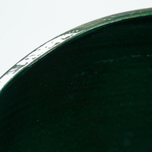 Green Ceramic Handmade Ceramic Sink in Green and Bronze Glazing with Brass Towelring, 1970s For Sale - Image 8 of 15