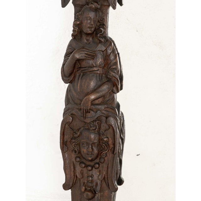 Traditional German Renaissance Revival Carved Oak Framed Mirror For Sale - Image 3 of 7