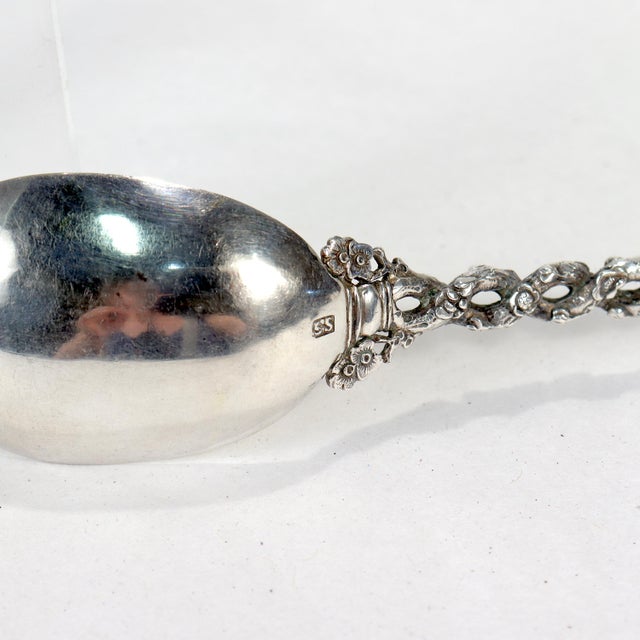 Signed Antique 3 Pc. Sun Shing Chinese Export Silver Spoons & Fork Flatware Set For Sale - Image 16 of 18