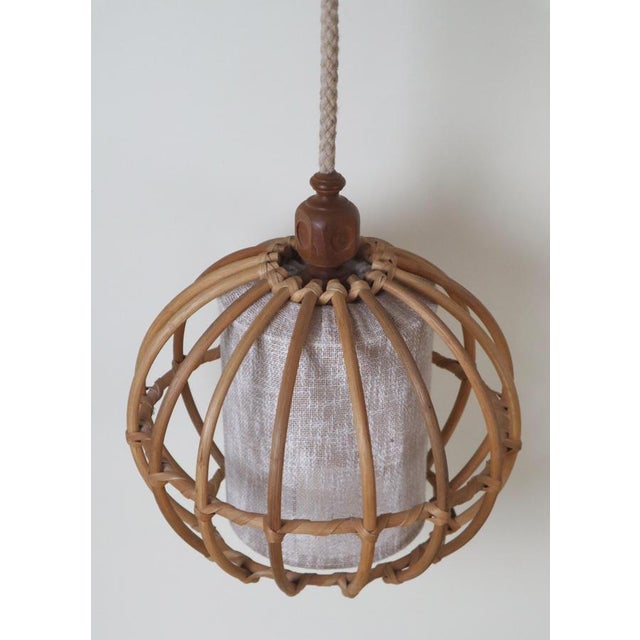 1970s Large Bamboo Globe Pendant Lamp, Italy, 1970s For Sale - Image 5 of 14