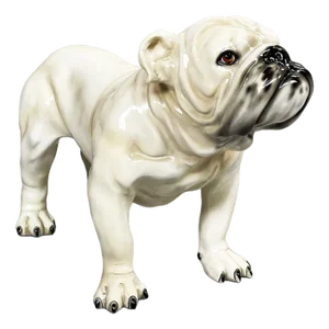 Italian Modern Beige & Black Ceramic Sculpture of Standing Bulldog, 1970s