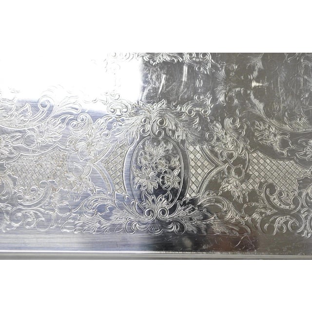 Late 20th Century Vintage Leonard Silver Plated Small Twin Handle Serving Platter Bar Tray For Sale - Image 5 of 14