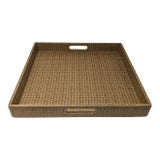 Regency Milk Chocolate Faux Crocodile Oversized Ottoman 18.5" Square Tray For Sale