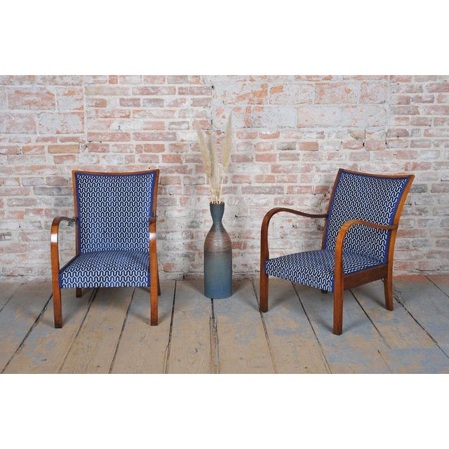 Art Deco Armchairs in Walnut, Czech, 1920s, Set of 3 For Sale - Image 13 of 14