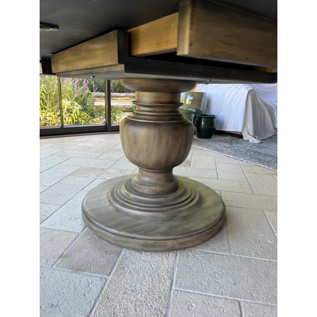 Beautiful Chaddock Furniture Company pedistal dining table with 1 leaf. Used a few times in excellent condition. Inlay...